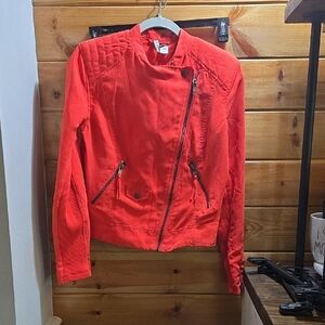 H&M Women's Vibrant Red Bomber Jacket See Pics For Callout. Havent Tried Clean